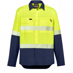 Mens Hi Vis Outdoor Segmented Tape Long Sleeve Shirt