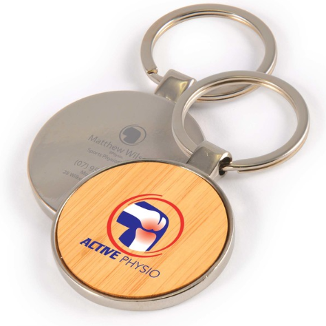 Circle Bamboo Zinc Keytag | Key Ring | Key Ring NZ | Keychain NZ | Customise Key Ring | Personalised Keyrings NZ | Custom Merchandise | Merchandise | Customised Gifts NZ | Corporate Gifts | Promotional Products NZ | Branded merchandise NZ | Branded Merch 