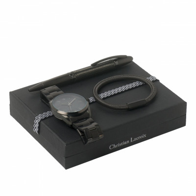Christian Lacroix Set Textum Black (ballpoint pen, watch & bracelet)