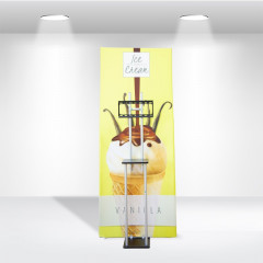 S Shaped Banner Stand With Display Shelves