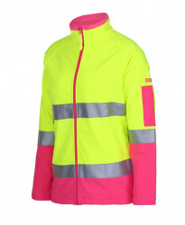 Ladies Hi Vis (D+N) Soft Shell Jacket with Reflective Tape 