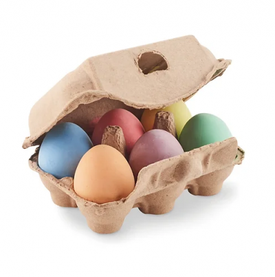6 chalk eggs in box