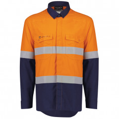 Mens Orange Flame Lightweight Ripstop Spliced Shirt - Hoop Taped