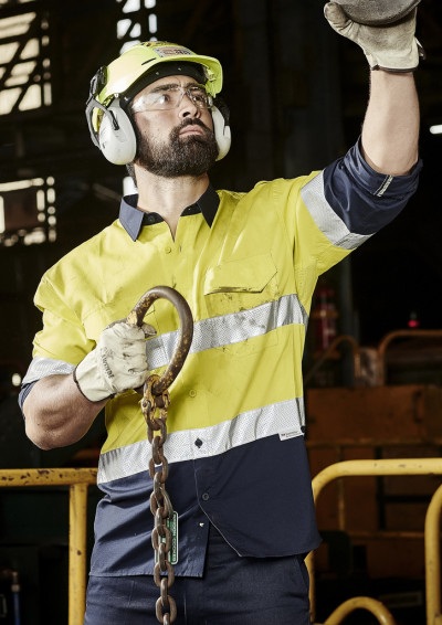 Mens Rugged Cooling Hi Vis Taped L/S Shirt