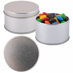 M&M's in Silver Round Tin