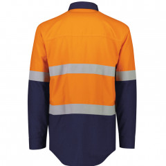 Mens Orange Flame Lightweight Ripstop Spliced Shirt - Hoop Taped