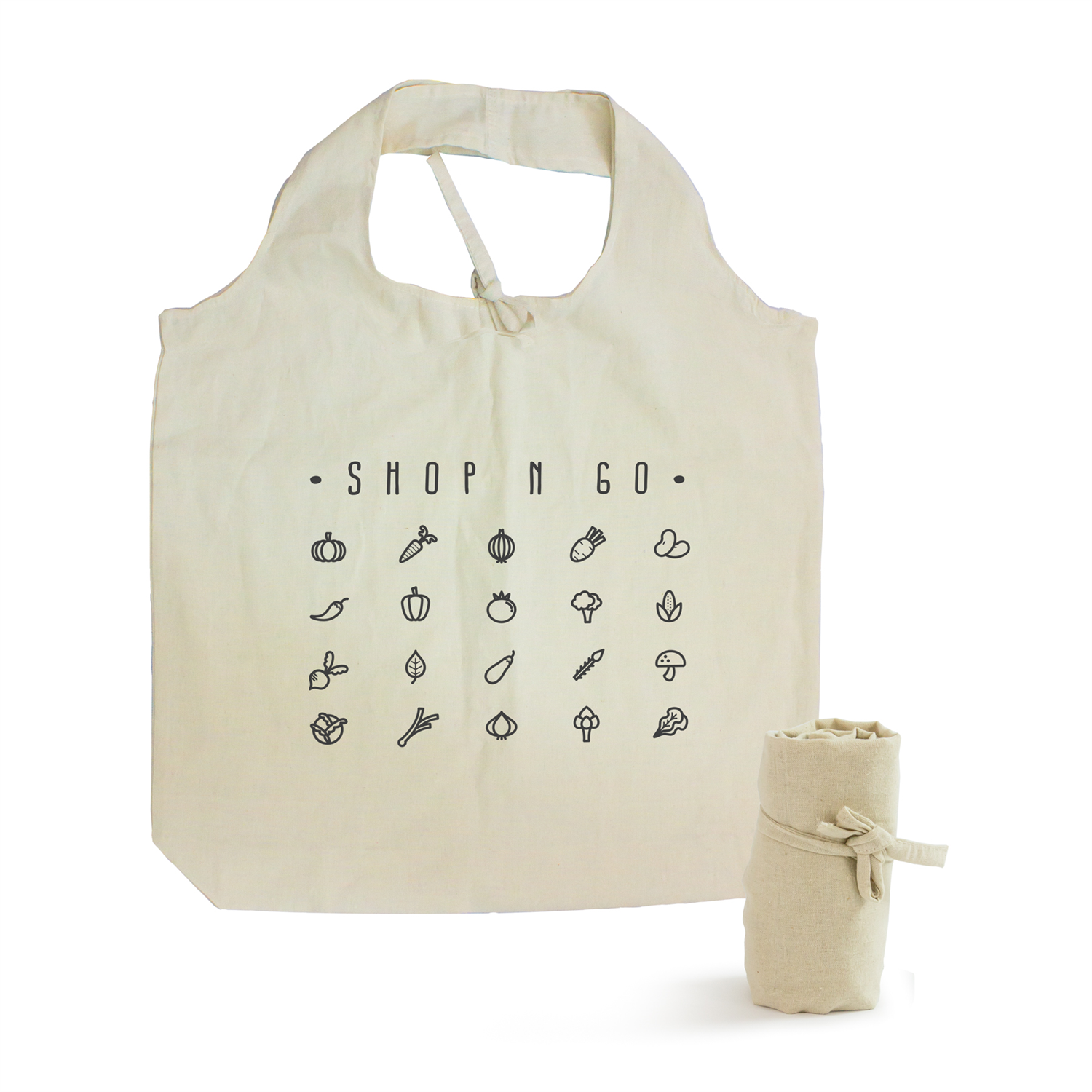 Natural Cotton Roll Up Tote Bag