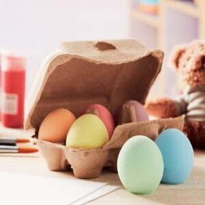 6 chalk eggs in box